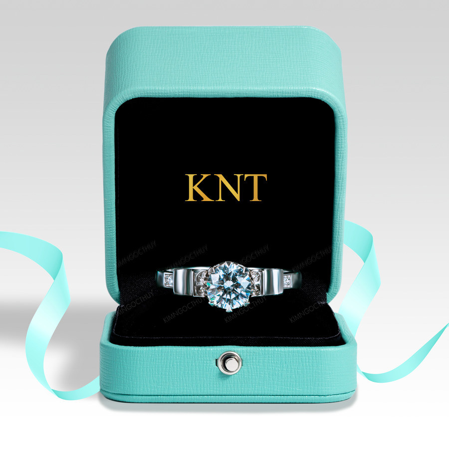 Nhẫn đính hôn R254 thiết kế hiện đại, đính đá chủ tròn lớn