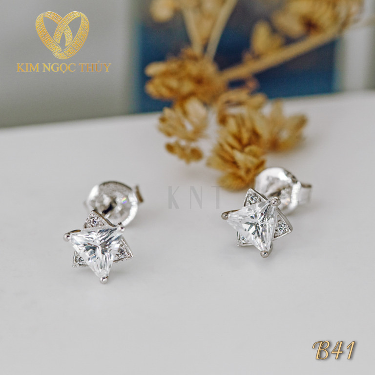 Bông tai B41 vàng trắng hình ngôi sao tại Kim Ngọc Thủy