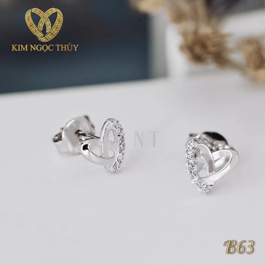 Bông tai B63 Kim Ngọc Thủy: Chất liệu vàng 10K, thiết kế hình trái tim dễ thương