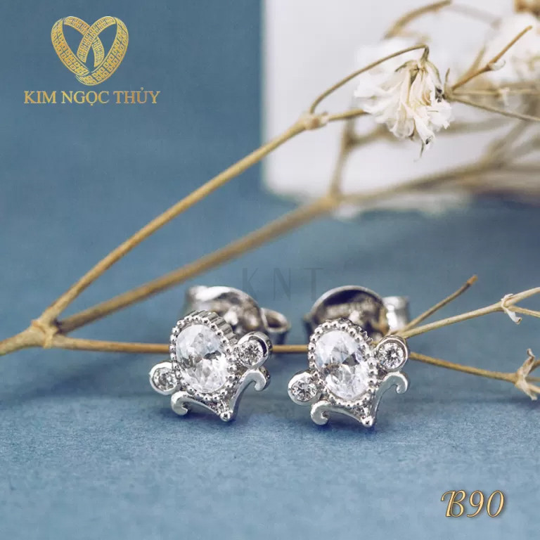 Bông tai B90 thiết kế oval cổ điển pha hiện đại