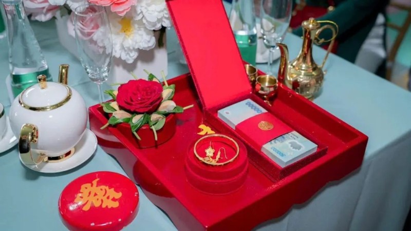 Mâm lễ nạp tài thể hiện lòng tri ân tới nhà gái