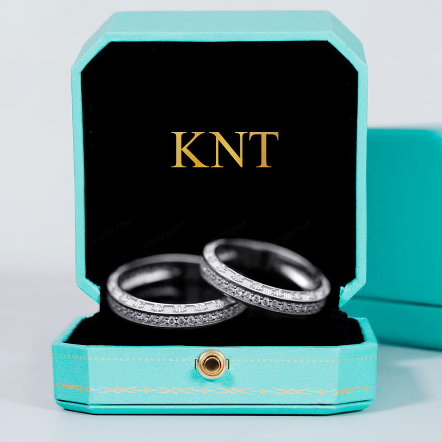 Nhẫn cưới J90 đính đá toàn viền tinh tế