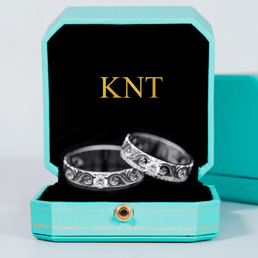 Nhẫn cưới J92 nhẫn nam hoạ tiết hoa văn cổ điển