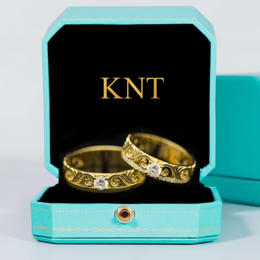 Nhẫn cưới J92 nhẫn nữ đính đá chạy viền