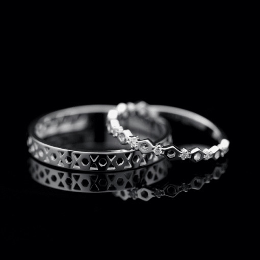 Nhẫn cặp vàng CV25 thiết kế đơn giản, đính đá lấp lánh từ vàng 10K