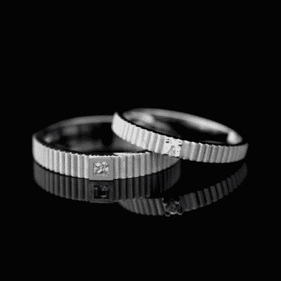 Nhẫn cặp vàng CV34: Vàng 10K thiết kế hiện đại, đính đá cao cấp