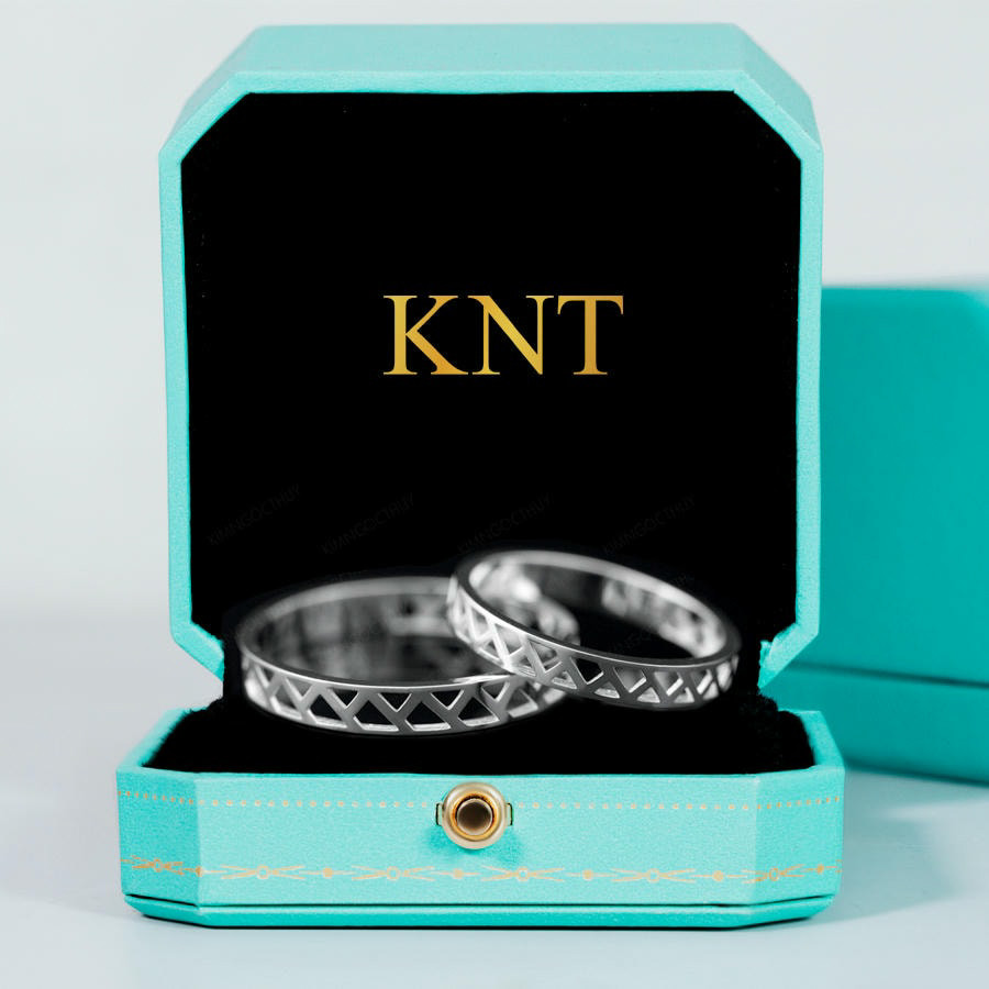 Nhẫn cặp vàng CV73 thiết kế hoa văn hình zic-zac độc đáo