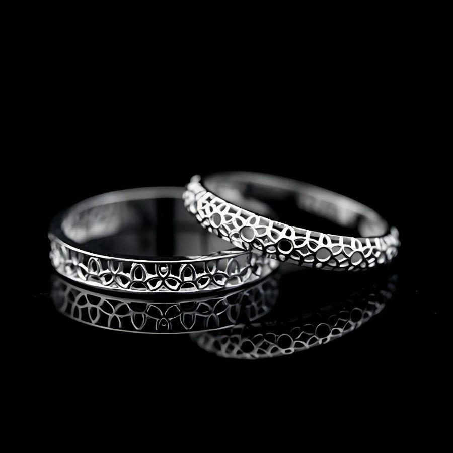 Nhẫn cặp vàng CV91 hoa văn sáng tạo và nổi bật cho đôi tay