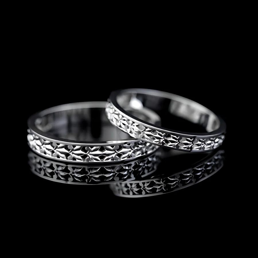 Nhẫn cặp vàng CV92 hoa văn tinh xảo tôn lên vẻ quý phái