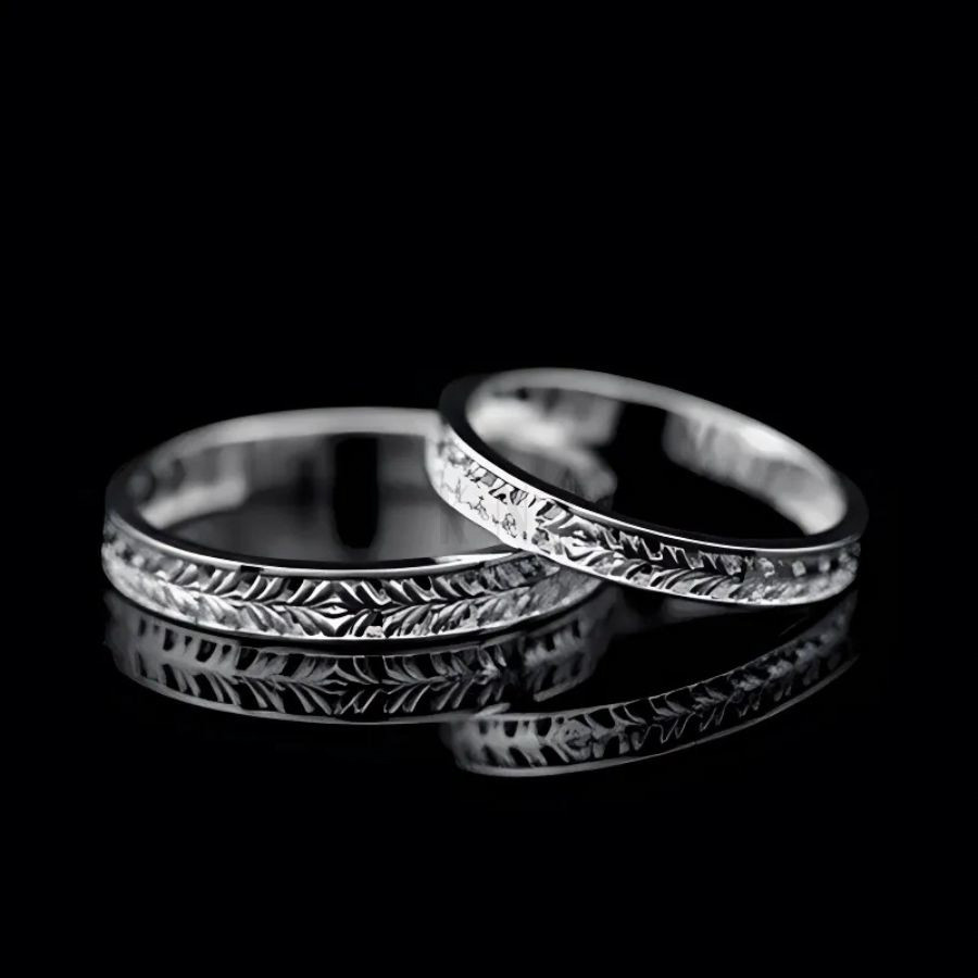 Nhẫn cặp vàng CV95 thiết kế hoa văn hình thoi sống động