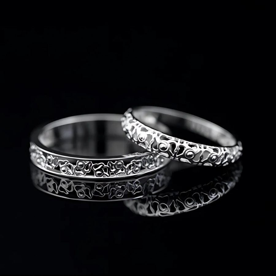 Nhẫn cặp vàng CV96 với hoa văn tinh tế, sang trọng