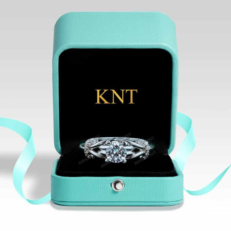 Nhẫn đính hôn R281 thiết kế đan dây đính đá lấp lánh