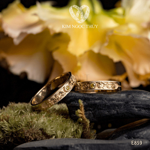 Nhẫn cưới Harmony A E859 đính đá màu vàng cao cấp