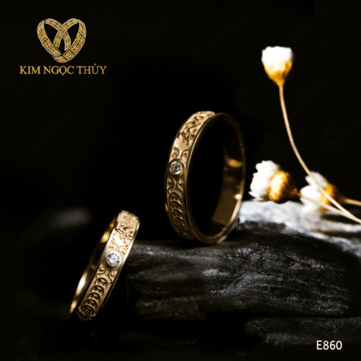 Nhẫn cưới Harmony A E860 đính đá chủ lấp lánh