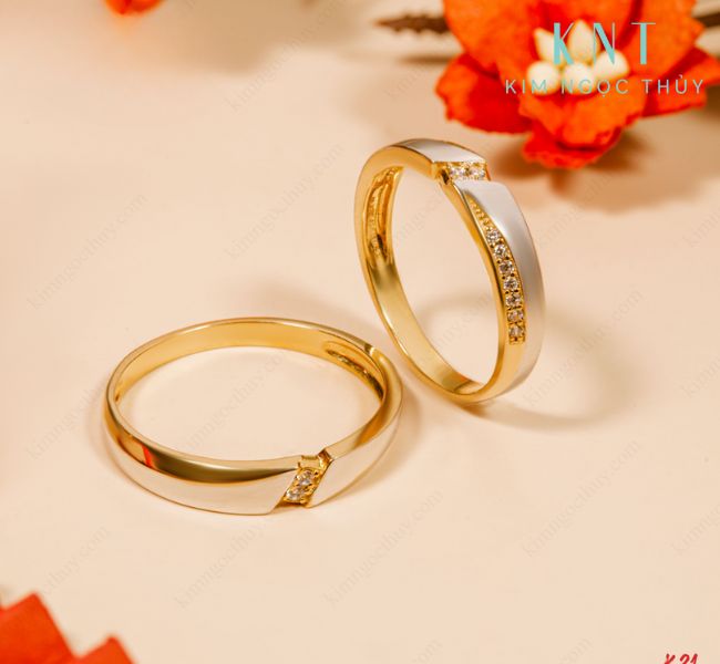 Nhẫn cưới vàng tây K29 với hai màu đầy sáng tạo