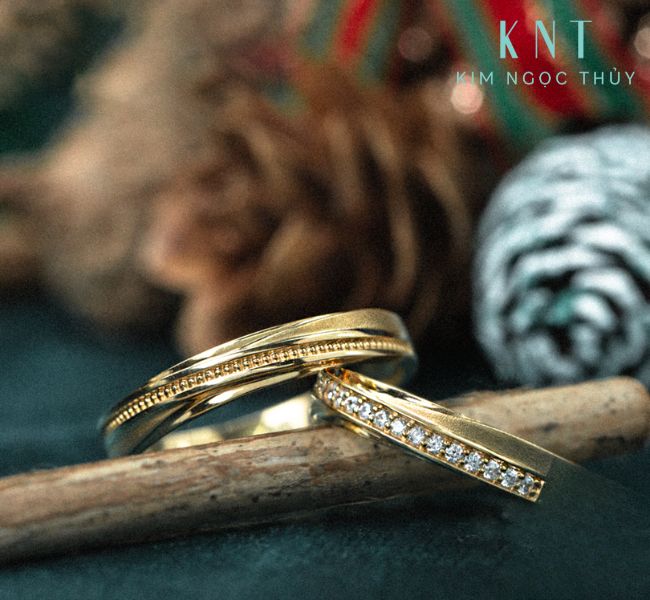 Nhẫn cưới vàng tây H50 sang trọng, tinh tế