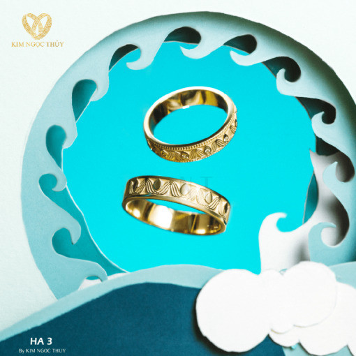 Nhẫn cưới Harmony E Aqua HA3 + HAR3 khắc tên hoặc ngày cưới miễn phí