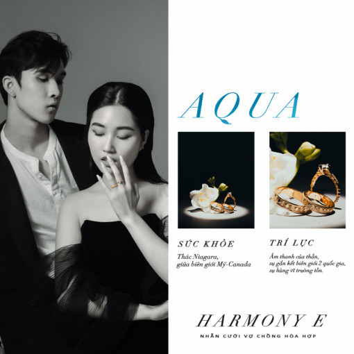 Nhẫn cưới Harmony E Aqua HA3 + HAR3 bản nhẫn lớn thanh lịch