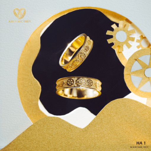Nhẫn cưới Harmony E Blade HA1 + HAR1 khắc tên hoặc ngày cưới miễn phí