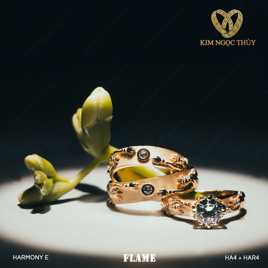 Nhẫn cưới Harmony E Flame HA4 + HAR4: Tự do và giàu có