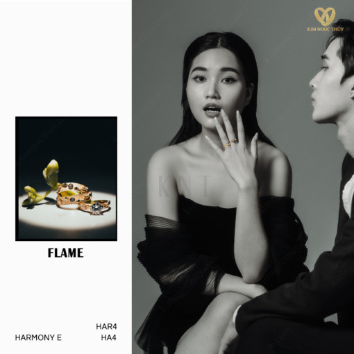Nhẫn cưới Harmony E Flame HA4 + HAR4 khắc tên miễn phí