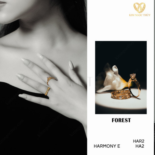 Nhẫn cưới Harmony E Forest HA2 + HAR2 mang lại sự tươi mới cho cặp đôi