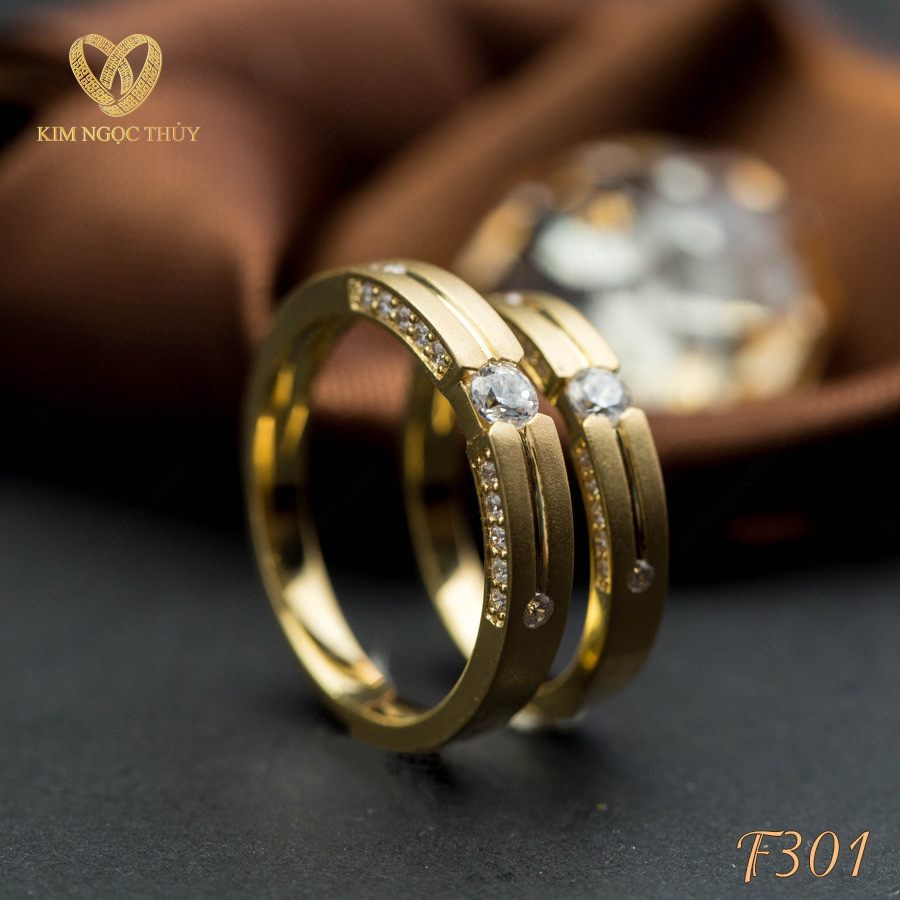 Nhẫn cưới F301 chất liệu vàng 10K/14K/607/18K tuỳ chọn