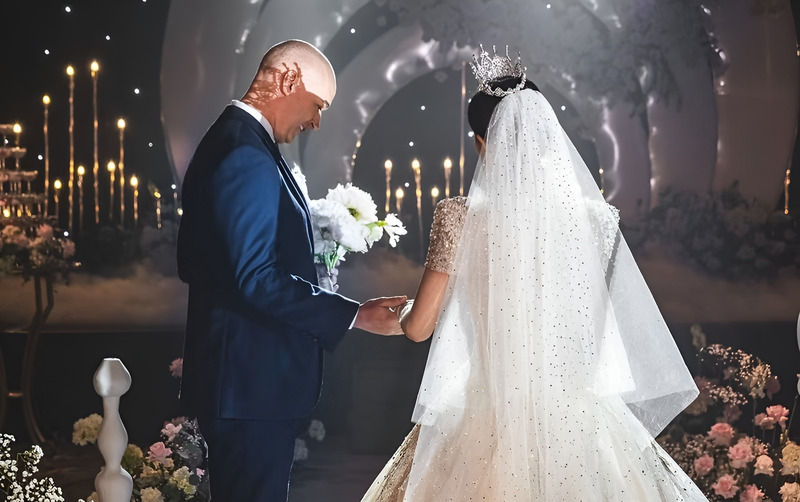 Khoảnh khắc thiêng liêng với chiếc khăn voan.