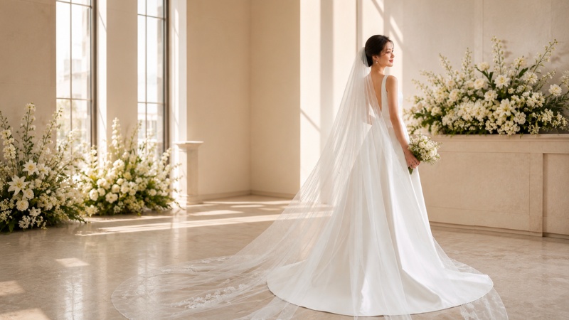 Veil đội đầu cô dâu mang ý nghĩa là bước chuyển từ đời sống độc thân sang hôn nhân