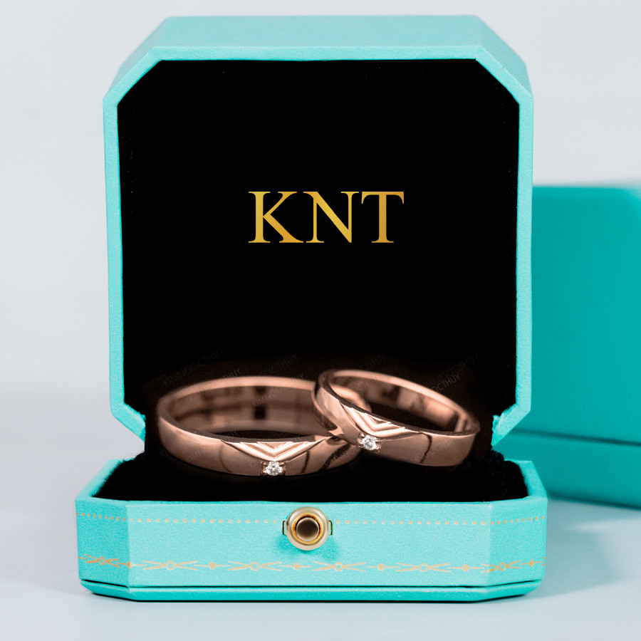 Nhẫn cưới S207 màu vàng hồng trẻ trung và độc đáo