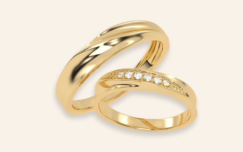 Kiểu dáng nhẫn cưới vàng 585 đơn giản nhưng tinh tế