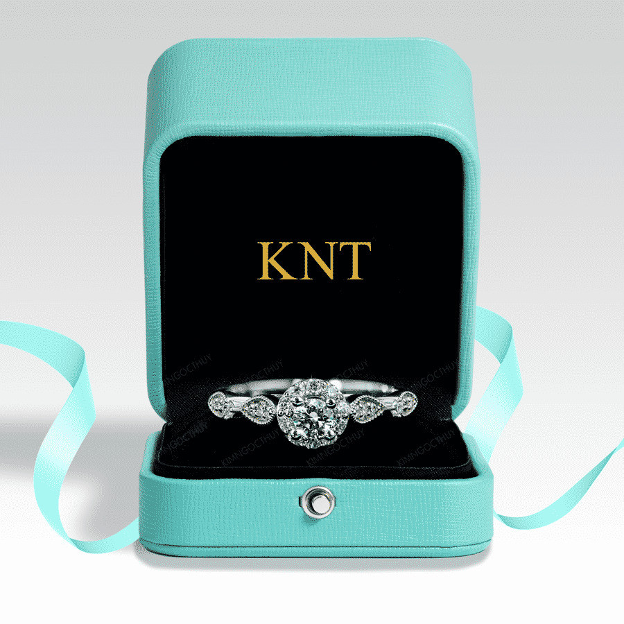 Nhẫn đính hôn R247 thiết kế mặt nhẫn hoa tròn tinh xảo