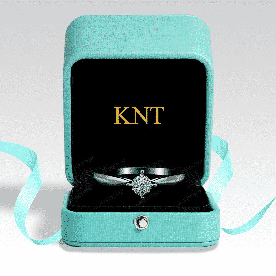 Nhẫn đính hôn R47 cụm đá chủ tròn nhỏ xếp khéo léo