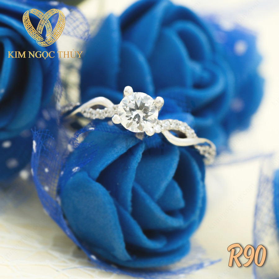 Nhẫn đính hôn R90 thiết kế bản nhẫn uốn lượn tinh xảo