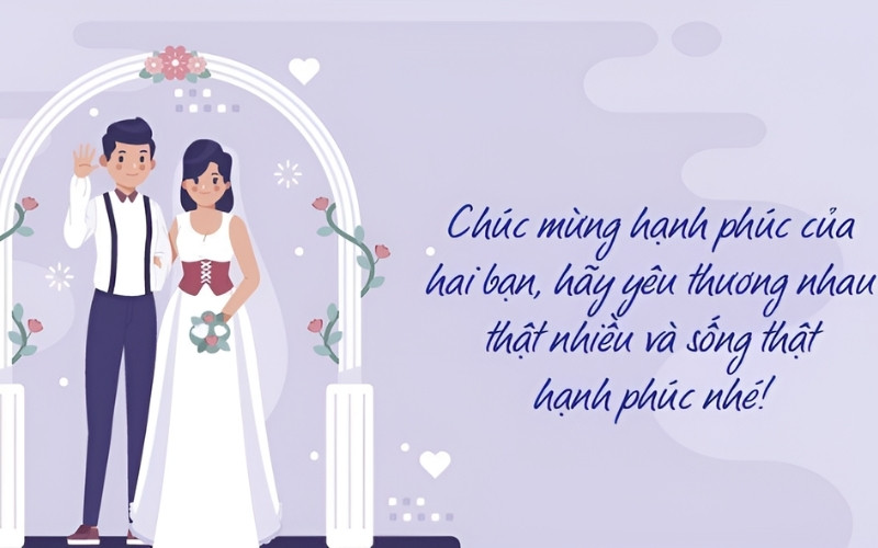 Cô dâu chú rể chụp ảnh cùng một nhóm khách mời trong tiệc cưới.