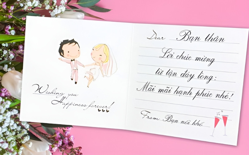 Nhóm bạn thân đang vui vẻ chụp ảnh cùng cô dâu chú rể.