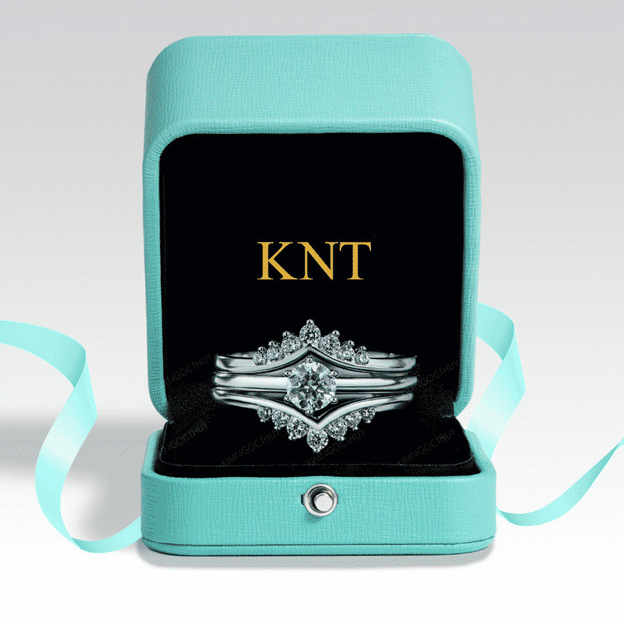 Nhẫn đính hôn R206 thiết kế hai tầng vương miện lấp lánh