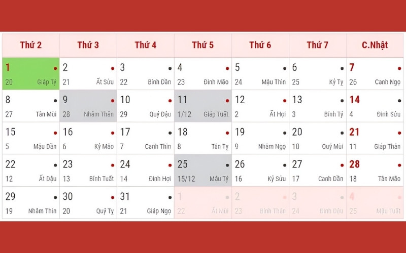 Sử dụng Lịch Vạn Niên để tra cứu các Ngày Hoàng Đạo trong tháng đã chọn