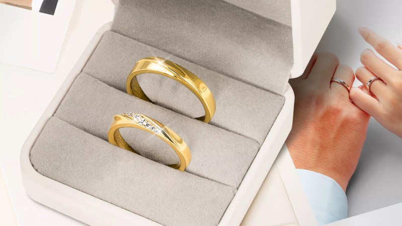Nhẫn cưới vàng 18K thiết kế tối giản và thanh lịch
