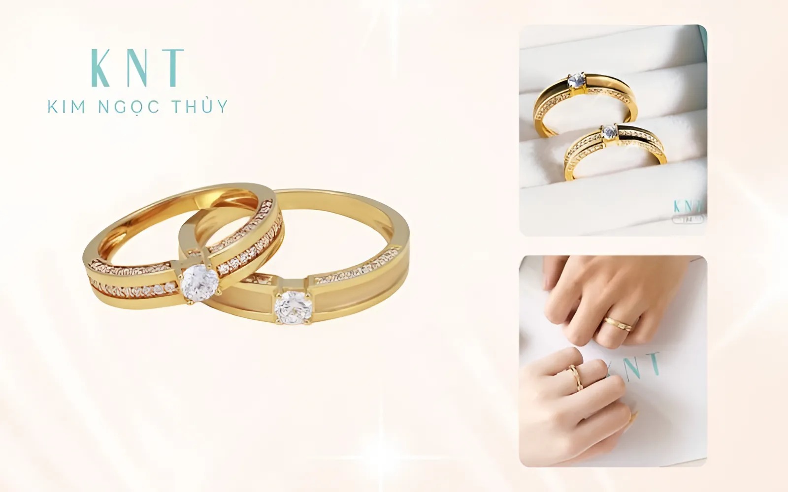 Nhẫn kỷ niệm vàng vàng cổ điển tượng trưng cho tình yêu son sắt