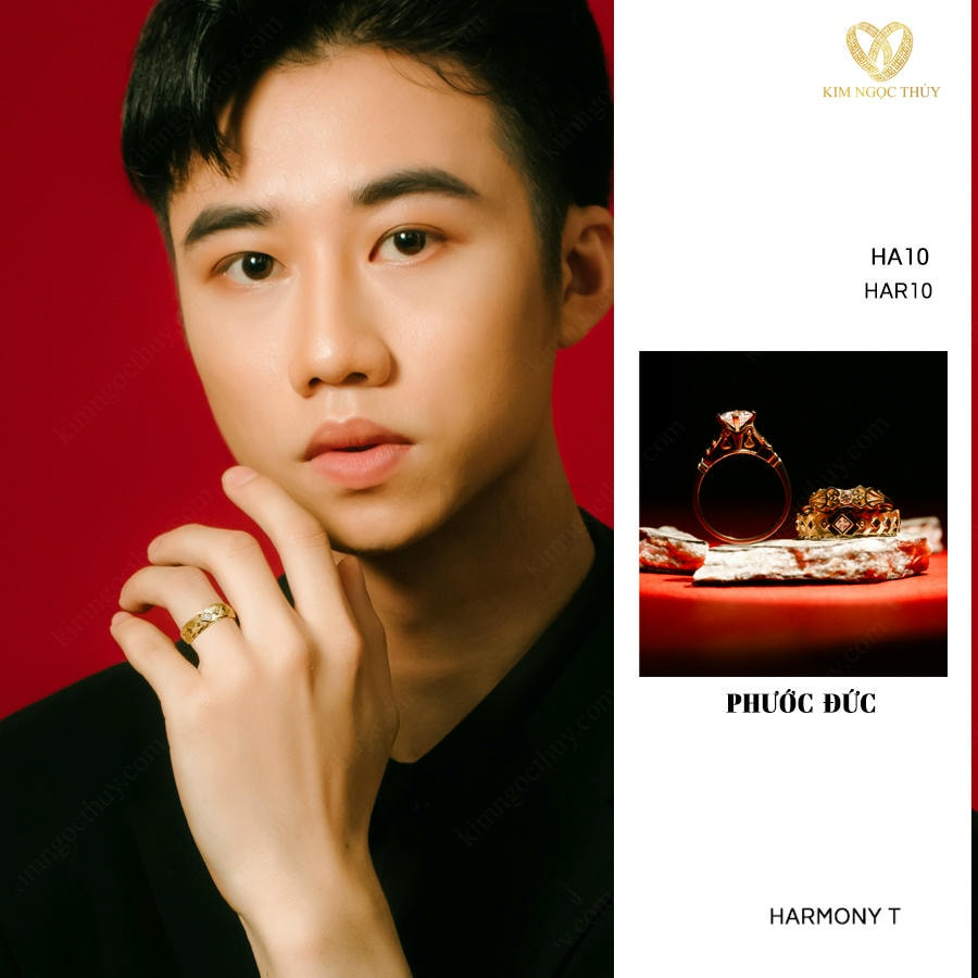 Nhẫn cưới Phước Đức: Thiết kế Harmony T, chất liệu cao cấp