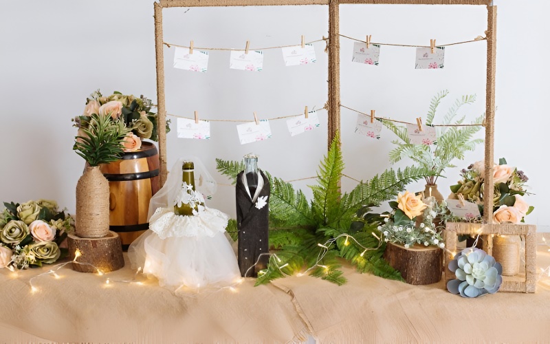 Trang trí bàn gallery đặt sổ ký tên đám cưới