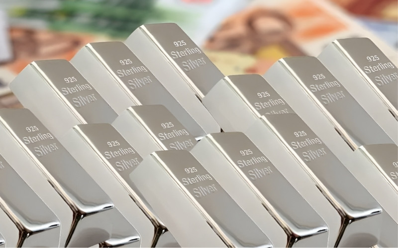 Cận cảnh ký hiệu 925 được khắc bên trong một chiếc nhẫn bạc.