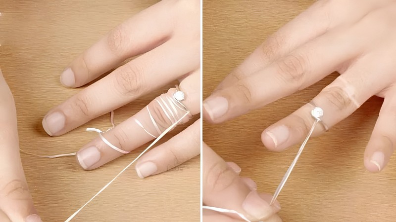 Dùng chỉ nha khoa để tháo nhẫn bị chật