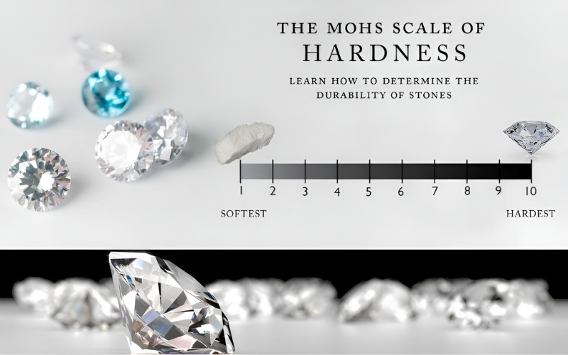 Trên thang đo độ cứng Mohs kim cương chiếm giữ vị trí cao nhất với điểm tuyệt đối 10/10