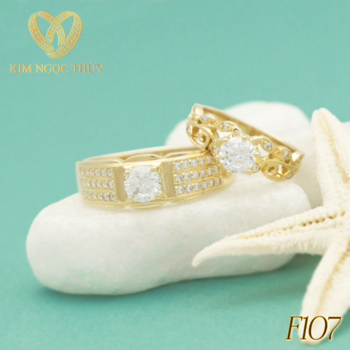 Nhẫn cưới F107 đính đá lấp lánh và tinh xảo