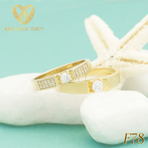 Nhẫn cưới F78 nhãn nữ đính hàng đá nhỏ tinh tế