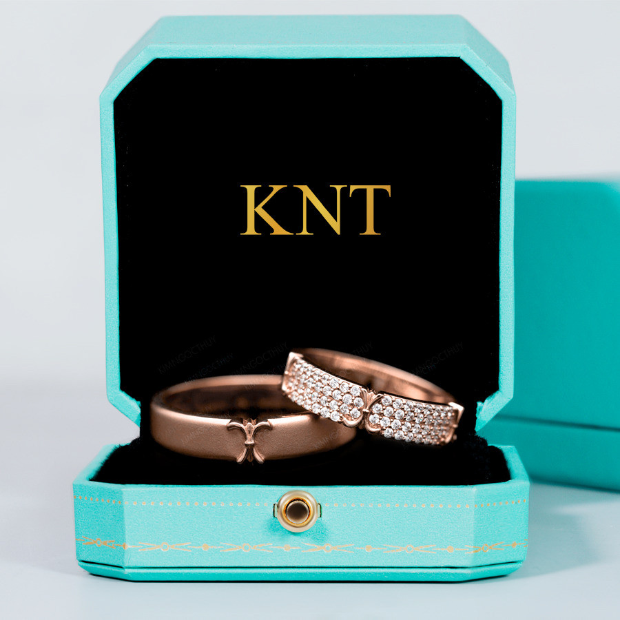 Nhẫn cưới J72 màu vàng hồng cá tính