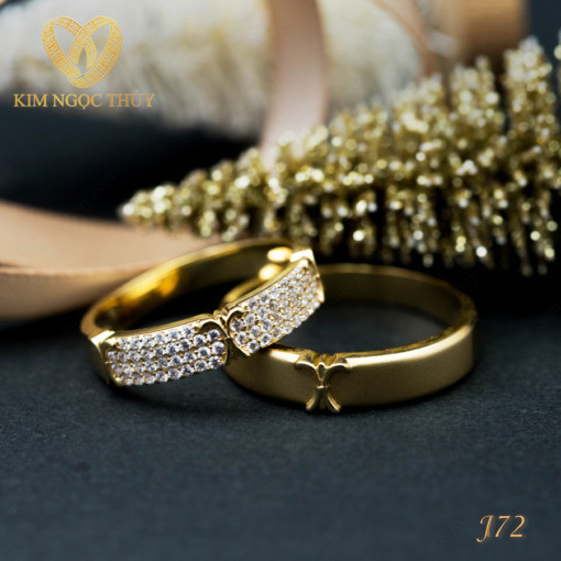 Nhẫn cưới J72 hoạ tiết chữ X cách điệu tinh xảo