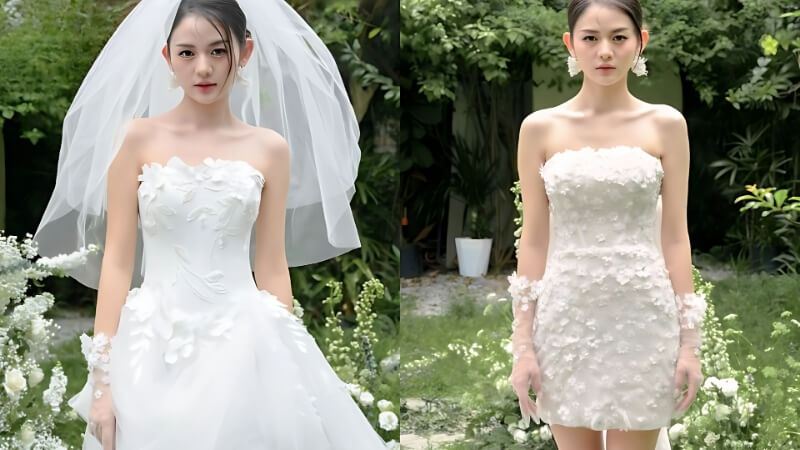 Váy cưới ngắn tạo sự mới mẻ, trẻ trung cho cô dâu